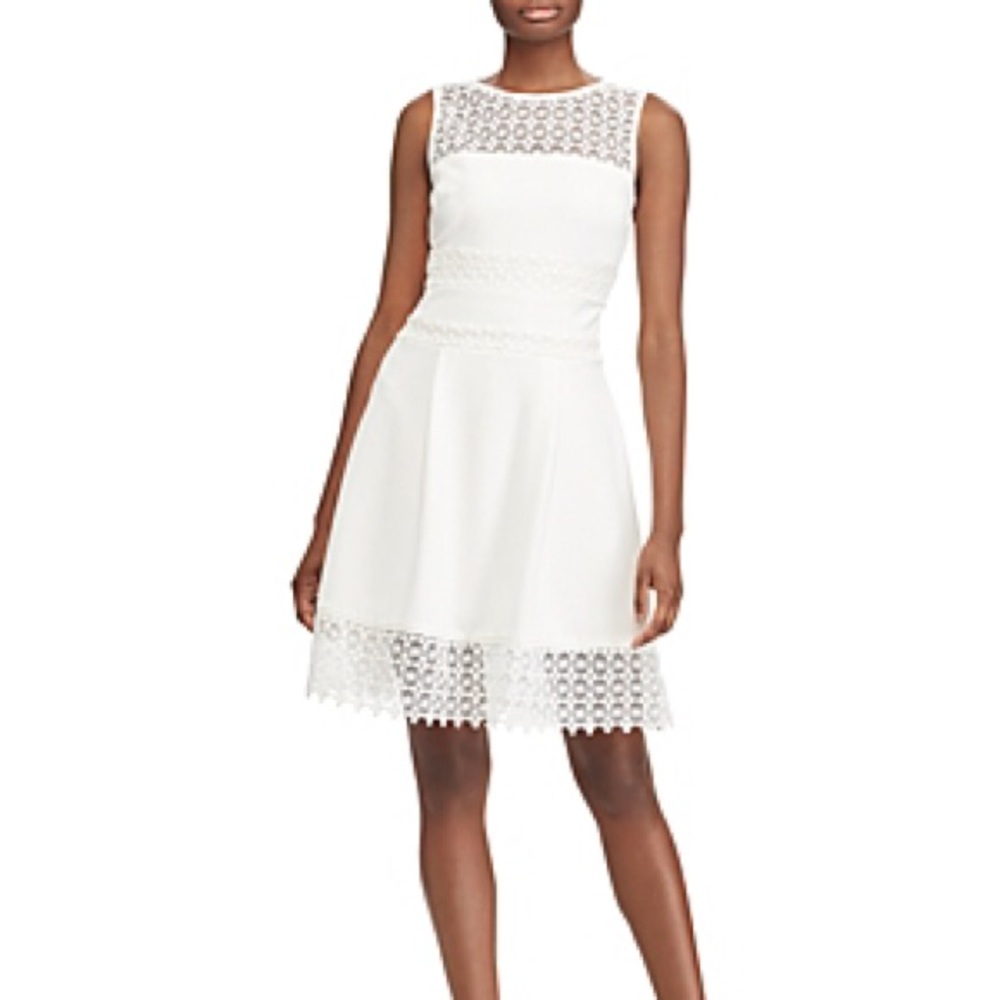 Ralph Lauren White Lace Chiffon Dress